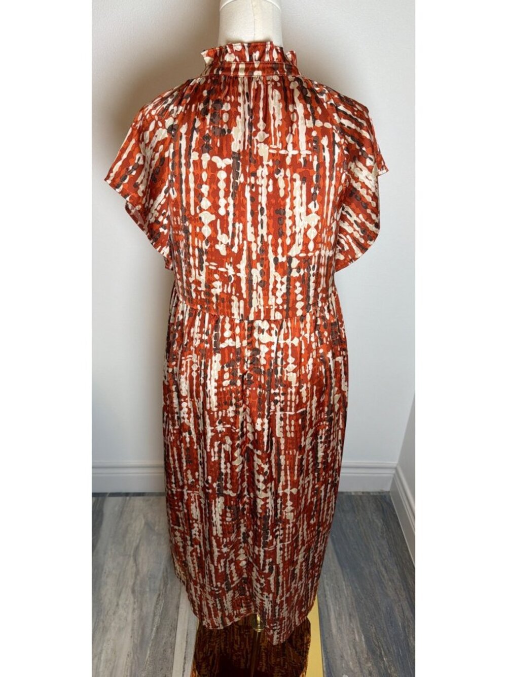 THML Rust Boho Abstract Print Maxi Dress with Pockets - Size Medium - Picture 6 of 13